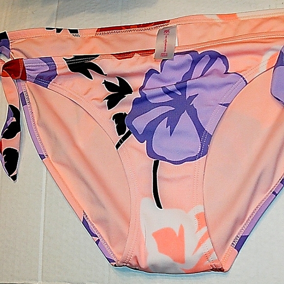 NWT Beautiful NOBO Juniors Pretty Floral Mid Rise Side Tie Bikini Bottoms - Picture 8 of 11